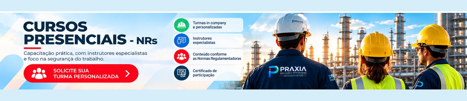 Cursos presenciais de Normas Regulamentadoras — solicite uma turma personalizada